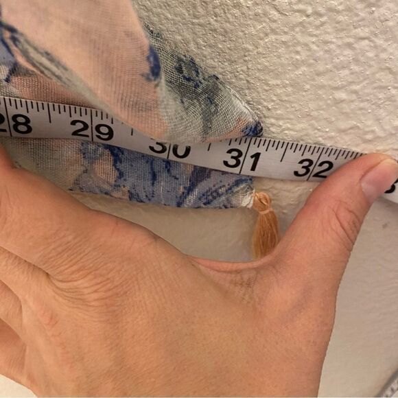 BP infinity scarf floral print lightweight gauze whimsy romantic tassels - Picture 8 of 11